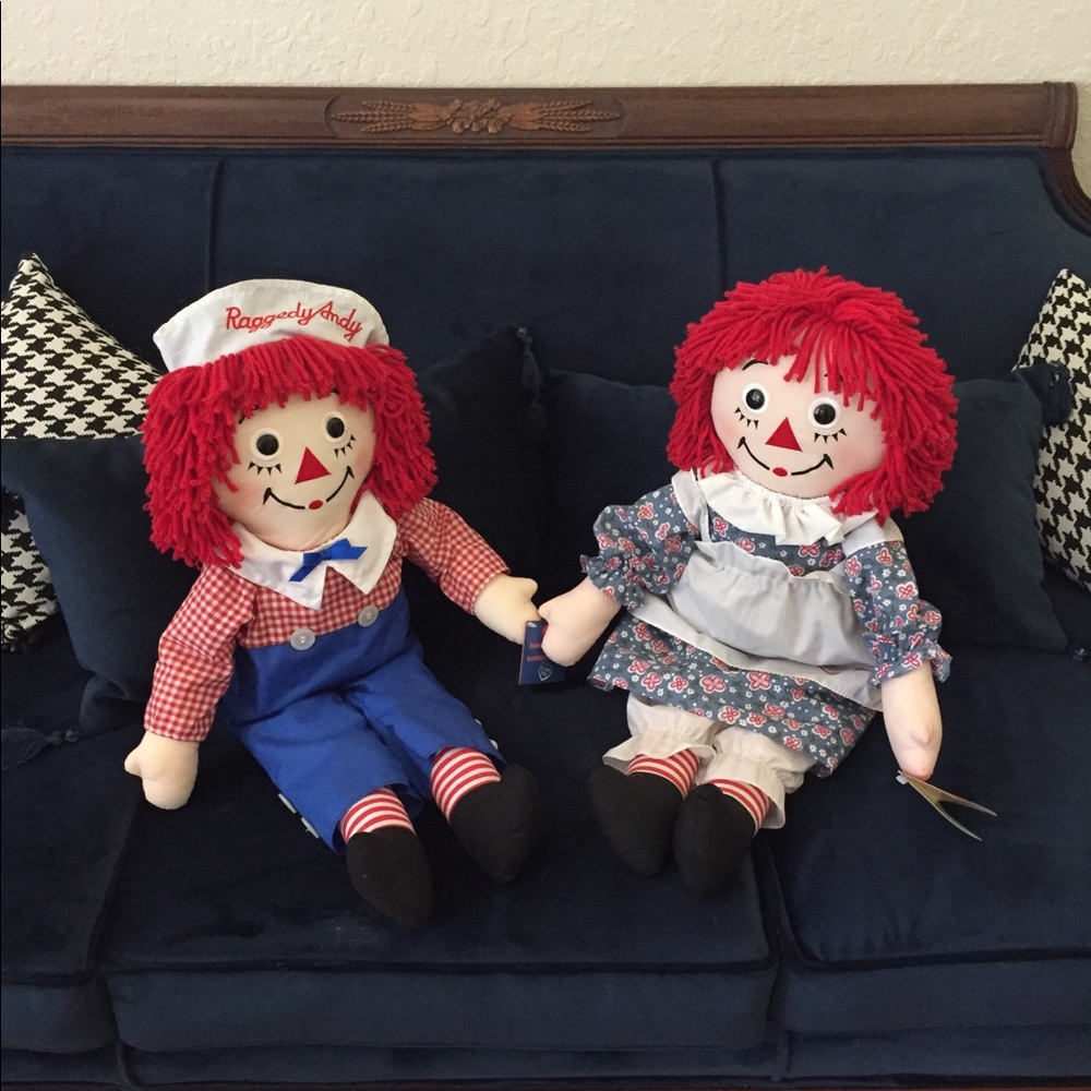 Large Raggedy Ann & Raggedy Andy Plush Dolls NWT